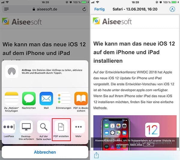 ios safari webseite pdf