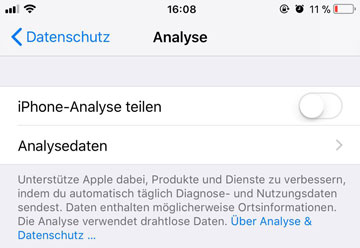 Senden von Diagnose- und Nutzungsdaten deaktivieren