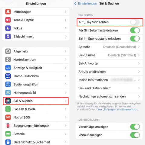 Siri in Einstellungen aktivieren