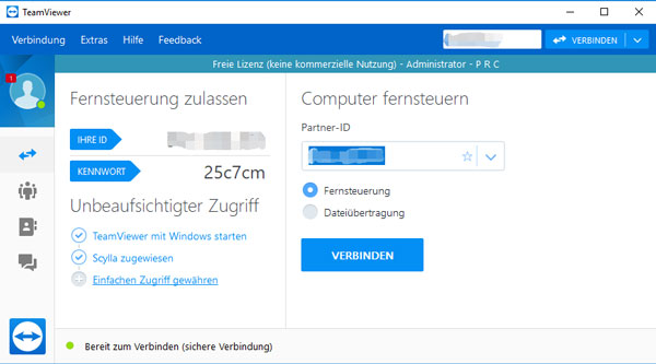 Teamviewer Oberfläche