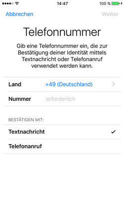 Telefonnummer bestätigen