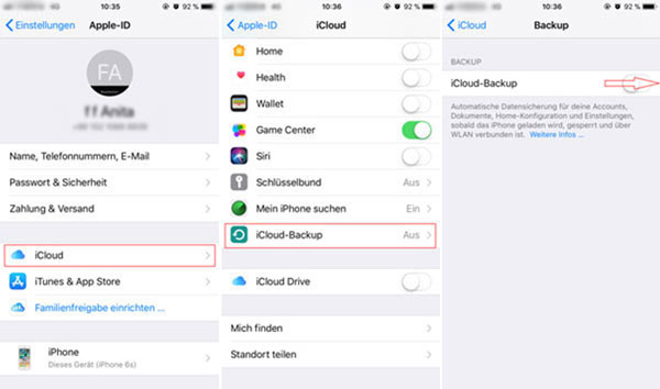 Unter iOS 11 iCloud Backup aktivieren