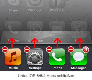 Unter iOS 6/5/4 Apps schließen