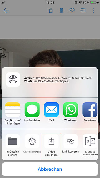 Video auf iPhone übertragen mit OneDrive
