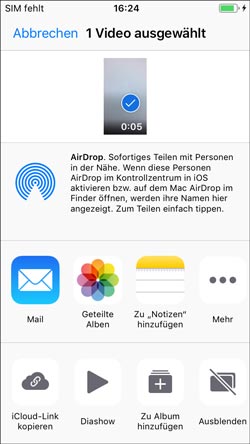 Video durch AirDrop übertragen