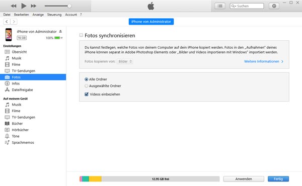 Videos mit iTunes synchronisieren