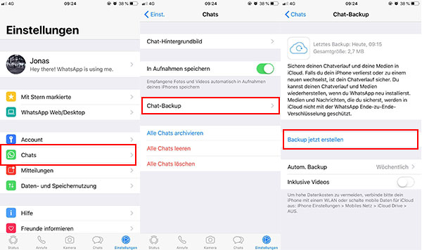 WhatsApp-Nachrichten in iCloud sichern