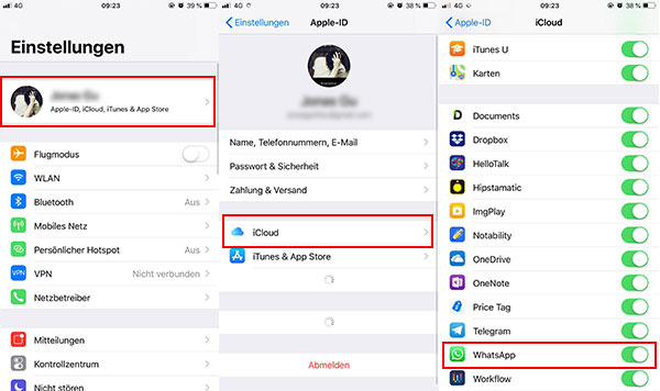 WhatsApp im icloud aktivieren