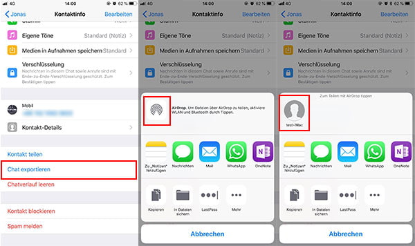 WhatsApp-Nachrichten mit AirDrop sichern