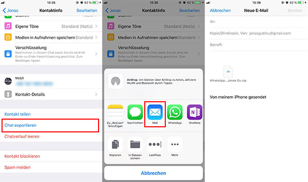 WhatsApp-Nachrichten per E-Mail sichern