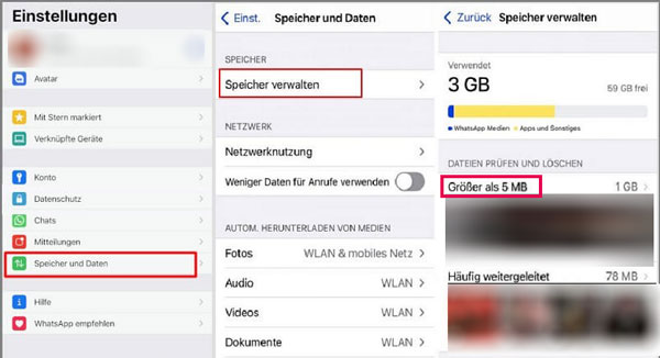 WhatsApp-Speicher in den Einstellungen leeren