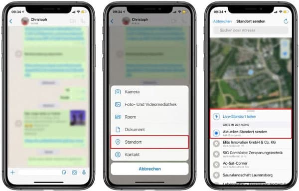 WhatsApp-Standort auf iPhone teilen
