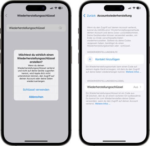 Apple-ID entsperren mit Wiederherstellungsschlüssel