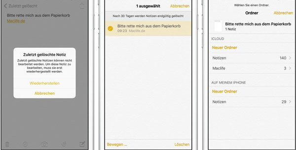 Zuletzt gelöschte iPhone Notizen wiederherstellen