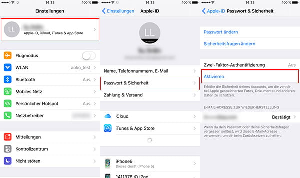 Apple-ID entsperren mit Zwei-Faktor-Authentifizierung