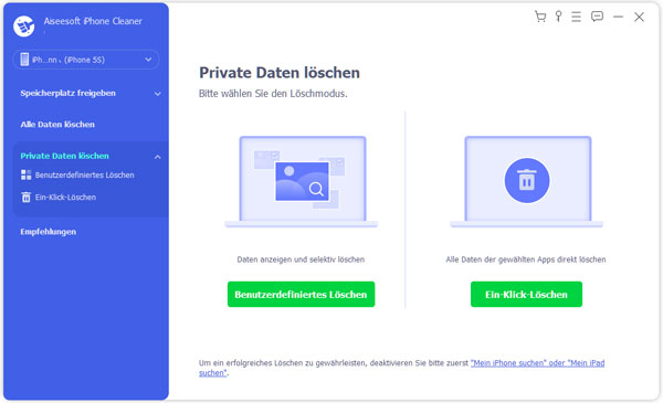 Private Daten löschen