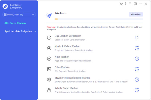 Mit FoneEraser iPhone andere Dateien löschen