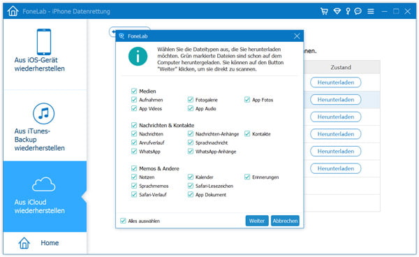 iCloud-Dateityp wählen