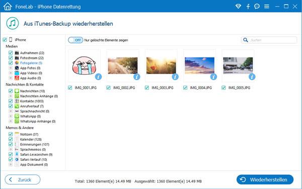 iPhone-Fotos aus iTunes-Backup wiederherstellen