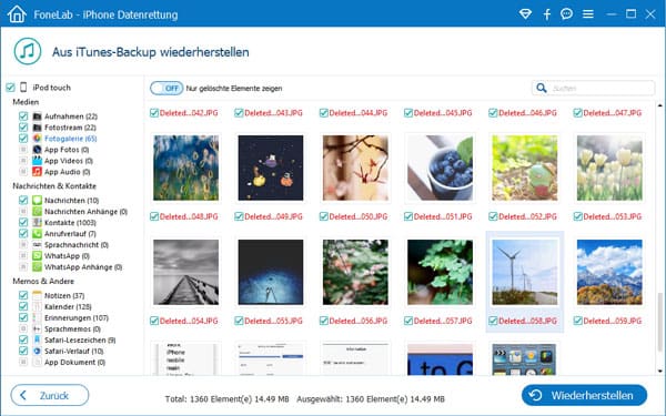 iPod gelöschte Bilder aus iTunes-Backup wiederherstellen