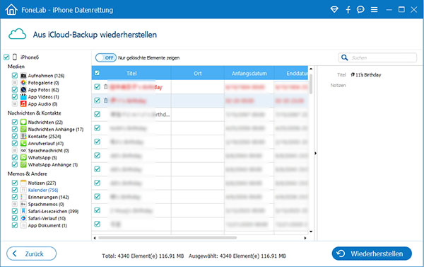 iPhone Kalender aus iCloud-Backup wiederherstellen