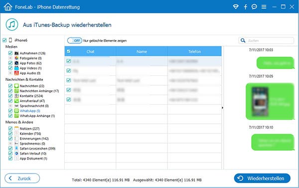 WhatsApp aus iTunes-Backup auf PC extrahieren
