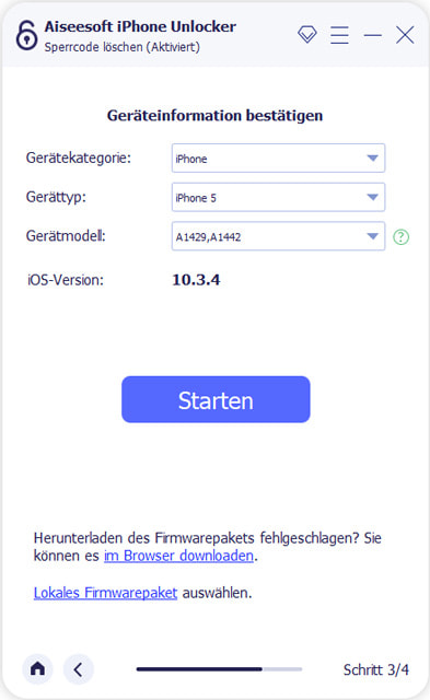 Gerätinformationen bestätigen