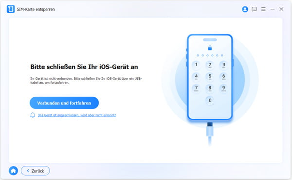 iPhone verbinden und SIM-Karte entsperren