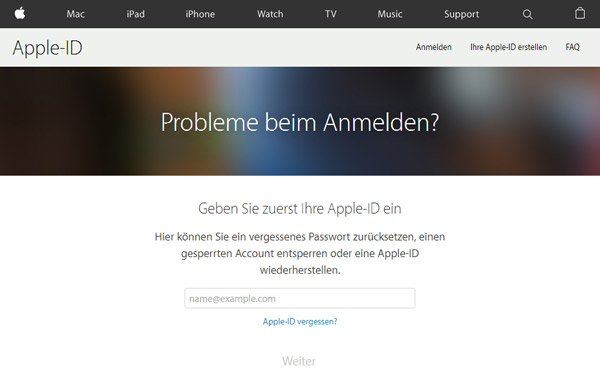 Apple-ID-Passwort zurücksetzen