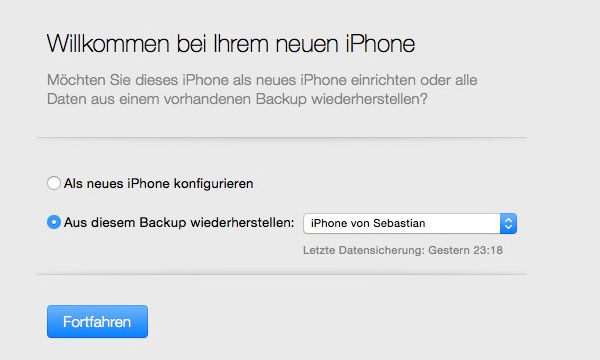 Daten auf dem neuen iPhone wiederherstellen