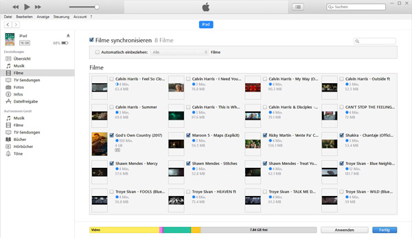 Filme auf iPad übertragen