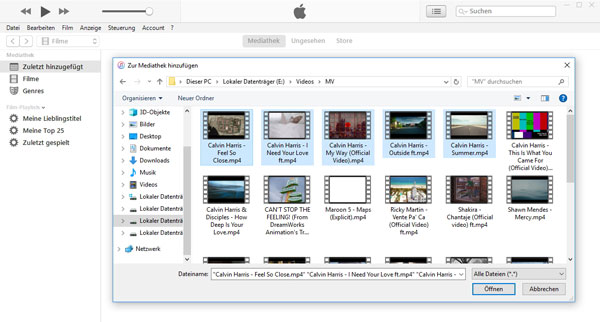 Filme in iTunes importieren