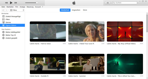 Filme in iTunes-Mediathek anzeigen