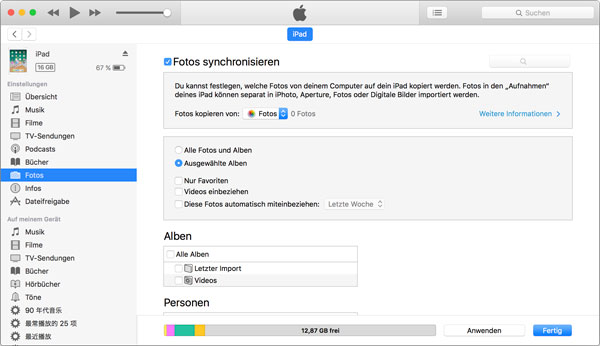 Fotos von Mac auf iPad übertragen