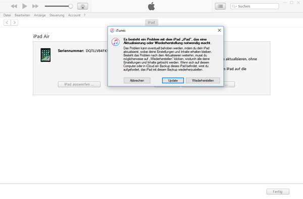 Deaktiviertes iPad mit iTunes reparieren