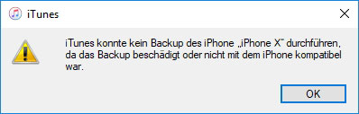 iPhone Backup beschädigt Meldung