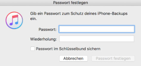 iPhone-Backup Passwort festlegen