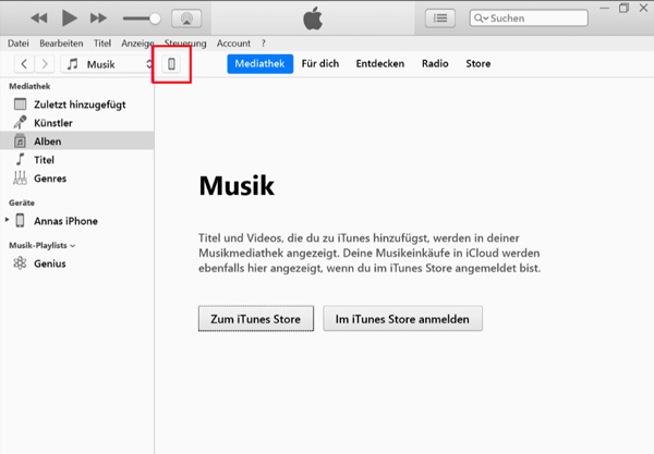 iPhone bei iTunes erkennen