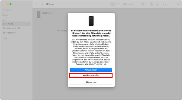 iPhone mit iTunes auf Werkeinstellungen zurücksetzen