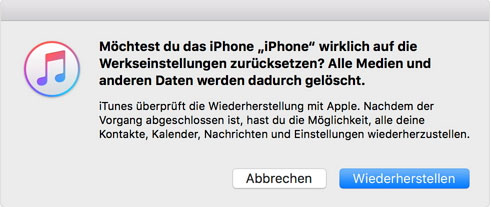iPhone zurücksetzen ohne Code mit iTunes