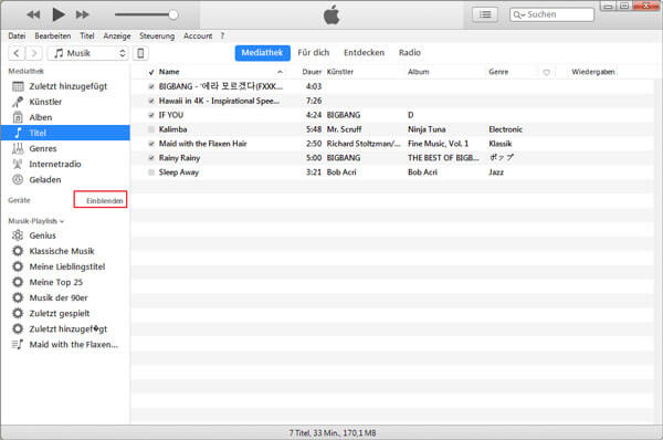 iPod einblenden