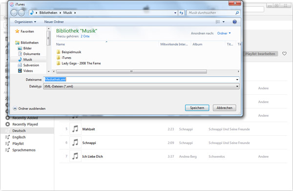 iTunes alle Wiedergabelisten exportieren