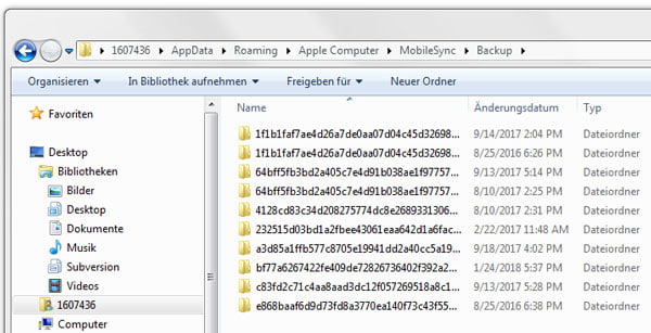 iPhone Backup in Windows Explorer löschen