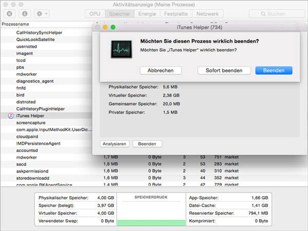 iTunes Helper beenden