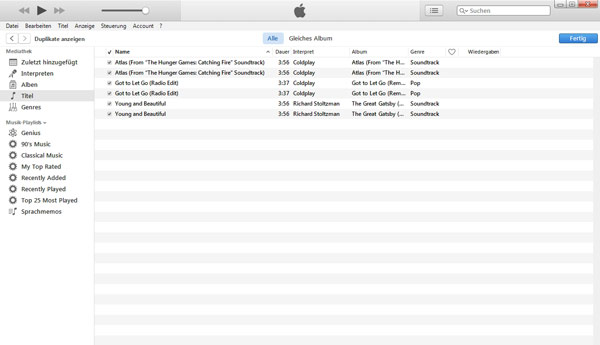 iTunes Duplikate anzeigen