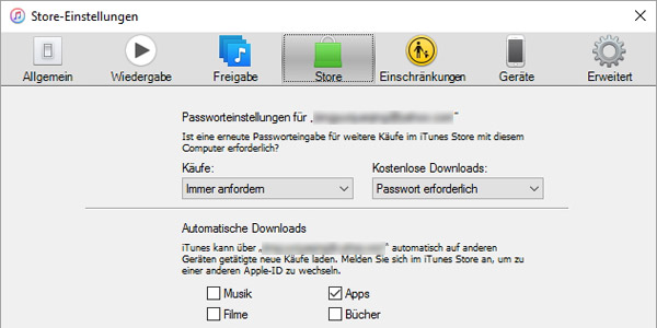 iTunes Einkäufe automatisch laden