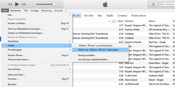iTunes Käufe übertragen