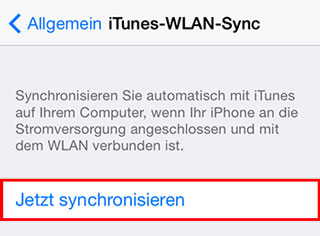 iTunes WLAN Sync manuell durchführen