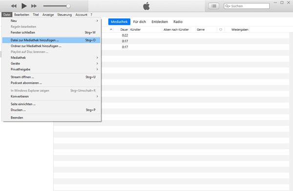 MP3 in iTunes importieren