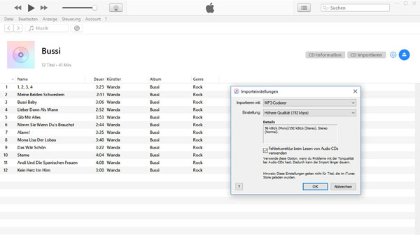 Musik von CD in iTunes importieren